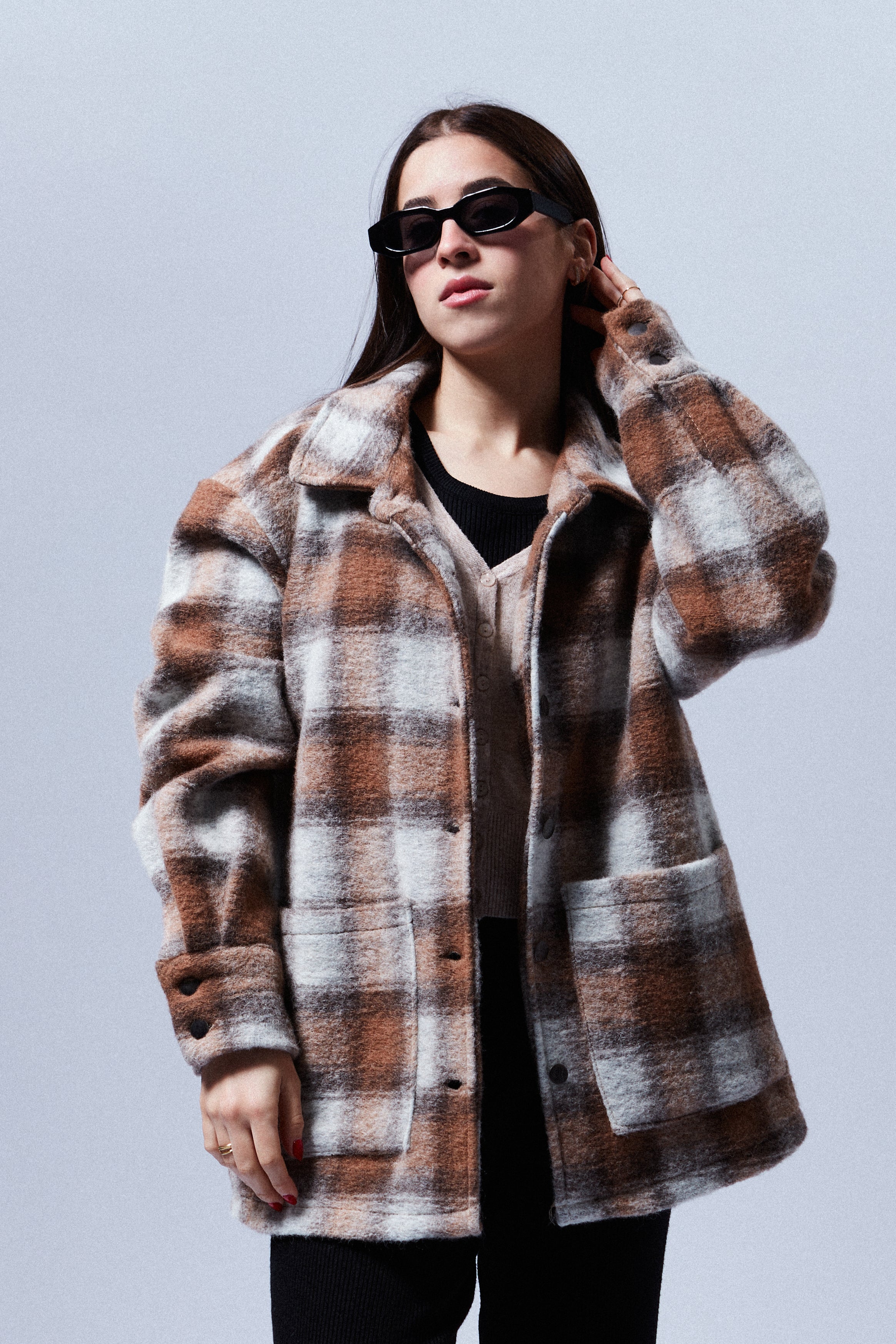 Wool checked coat