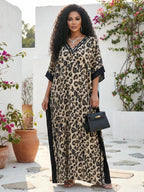 Robe de plage coupe ample imprimé léopard pour femme
