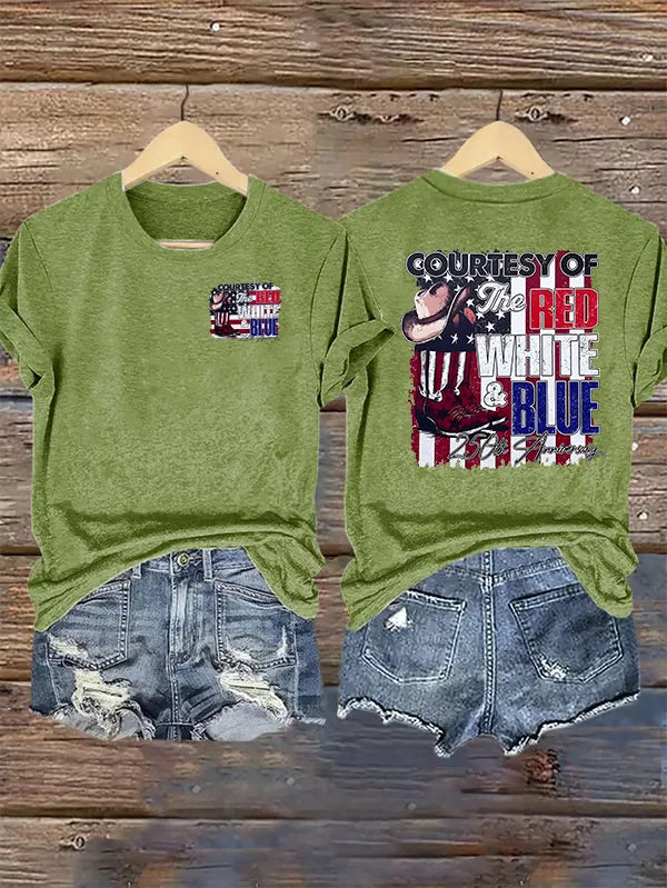 T-Shirt Donna "Courtesy Of Red White And Blue", Anniversario 250 Anni Libertà