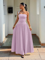 Robe longue d'été élégante sans bretelles pour femme