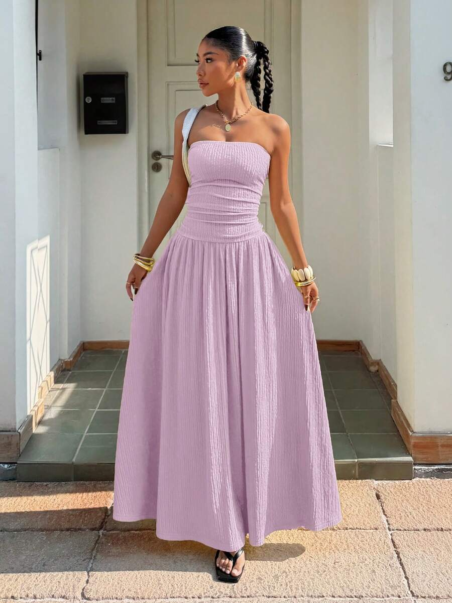 Robe longue d'été élégante sans bretelles pour femme