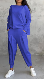 Ensemble décontracté deux pièces chic femme automne col rond manches longues