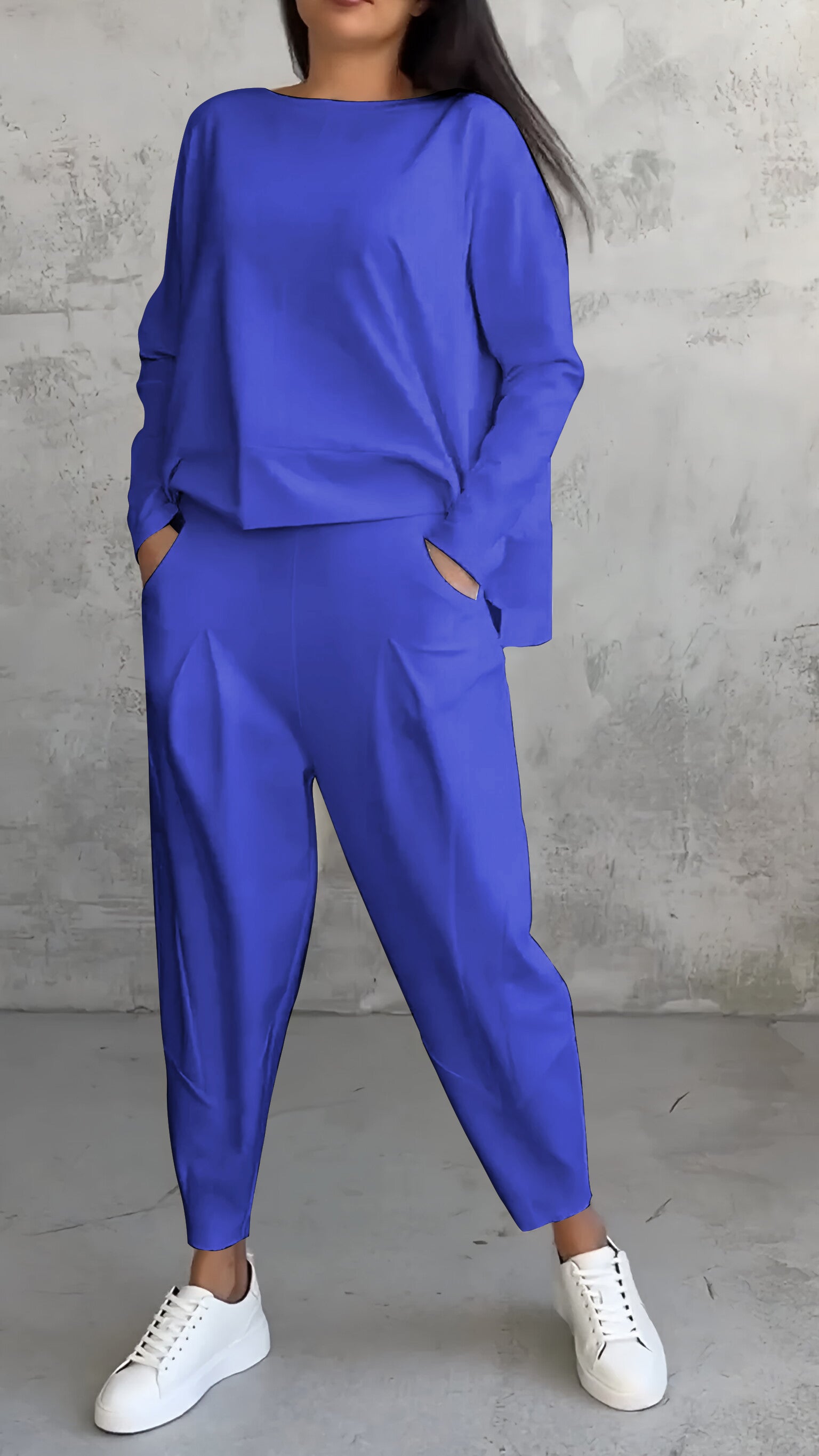 Ensemble décontracté deux pièces chic femme automne col rond manches longues