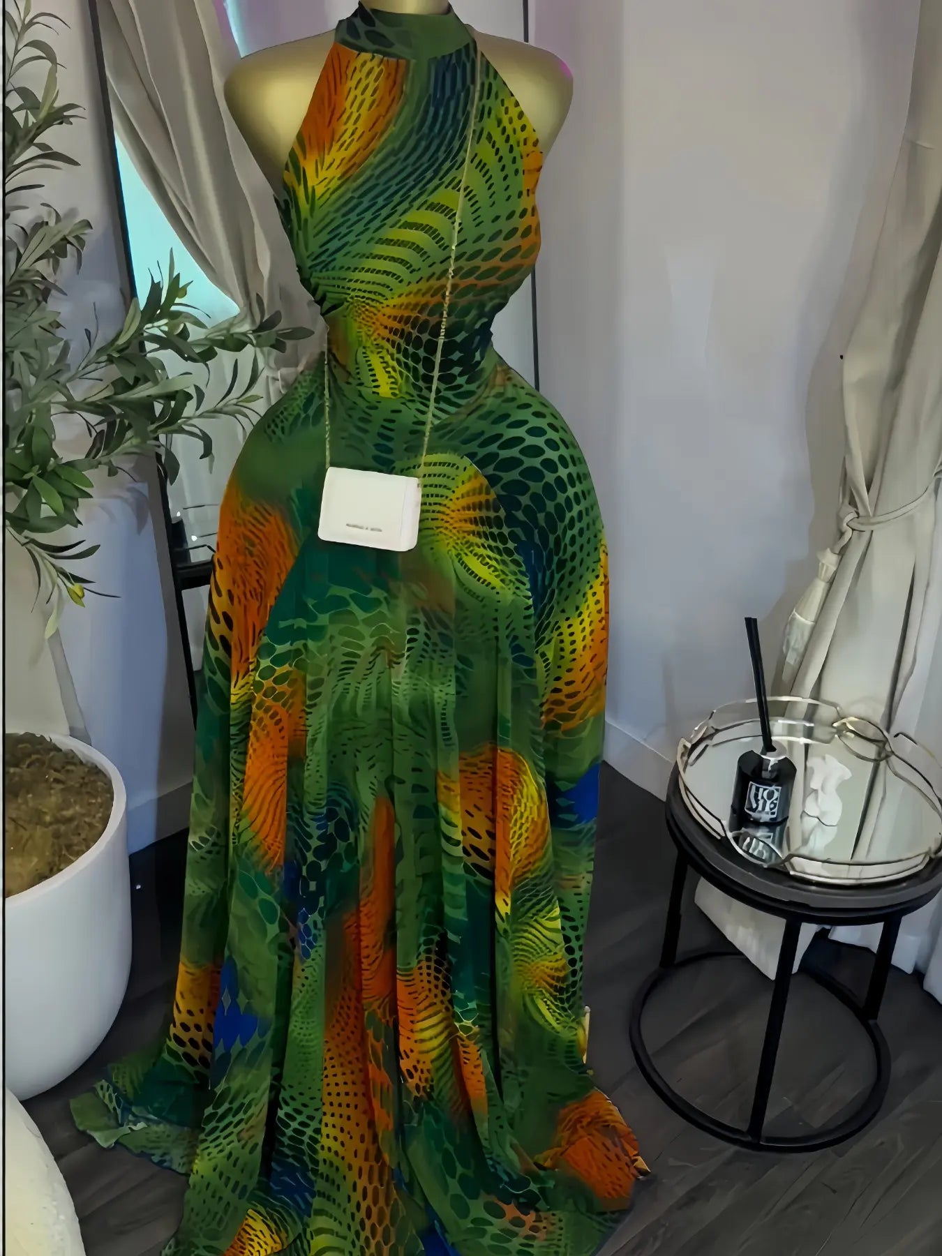 Women's O-Neck Sleeveless A-line Maxi Dress
