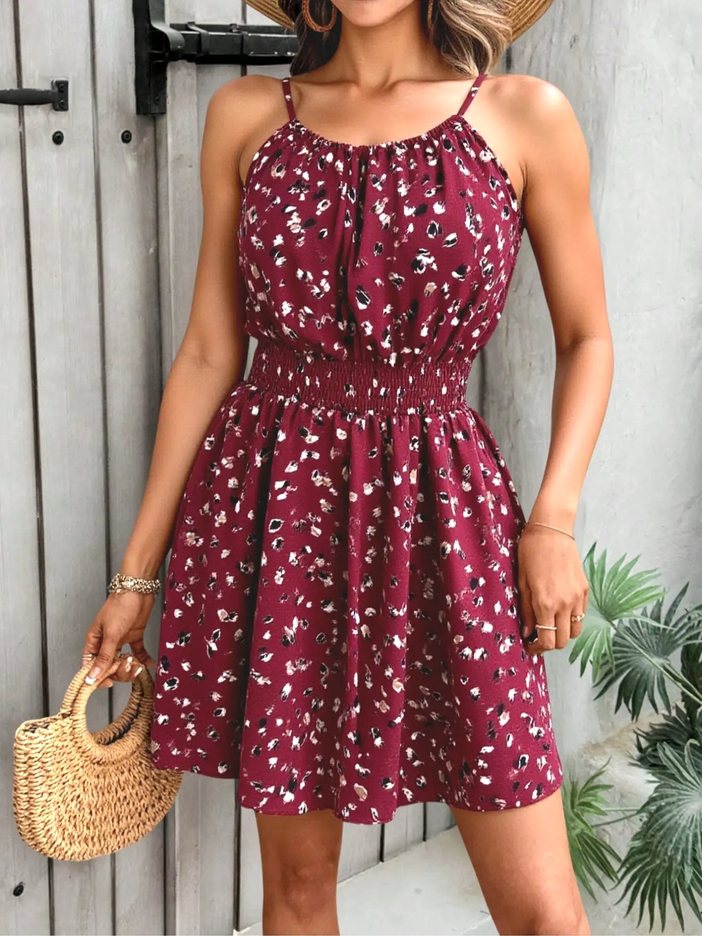 Robe courte sans manches pour femme avec imprimé intégral, style bohème, décontractée, idéale pour les vacances à la plage, vêtements d'été pour femme