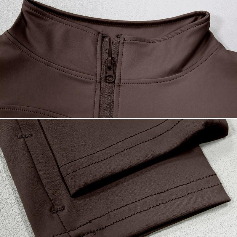 Giacca sportiva da donna con zip intera, maniche lunghe, vestibilità aderente, tessuto elasticizzato ad asciugatura rapida con fori per i pollici per corsa, yoga, palestra, allenamento, abbigliamento sportivo