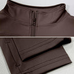 Giacca sportiva da donna con zip intera, maniche lunghe, vestibilità aderente, tessuto elasticizzato ad asciugatura rapida con fori per i pollici per corsa, yoga, palestra, allenamento, abbigliamento sportivo