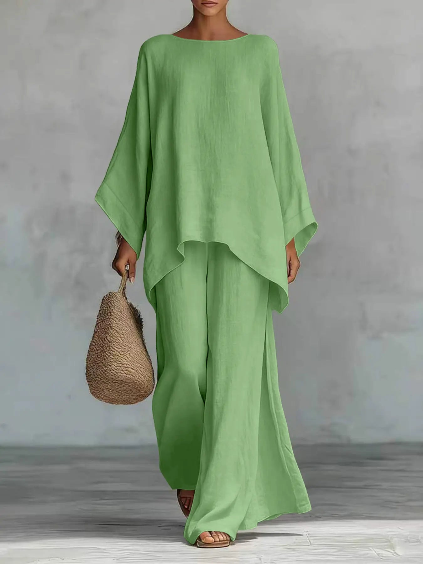 Nouvel ensemble femme : chemise ample et pantalon large