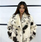 Giacca in finta pelliccia tinta unita da donna, cappotto casual a maniche lunghe con colletto per autunno e inverno, abbigliamento da donna per tutti i giorni, top carini