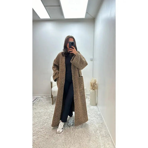 Manteau oversize coupe droite avec deux poches pour femme