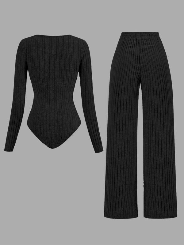 Ensemble salopette en molleton côtelé de couleur unie coupe slim pour femme, pantalon large, tissu confortable et tendance pour le quotidien