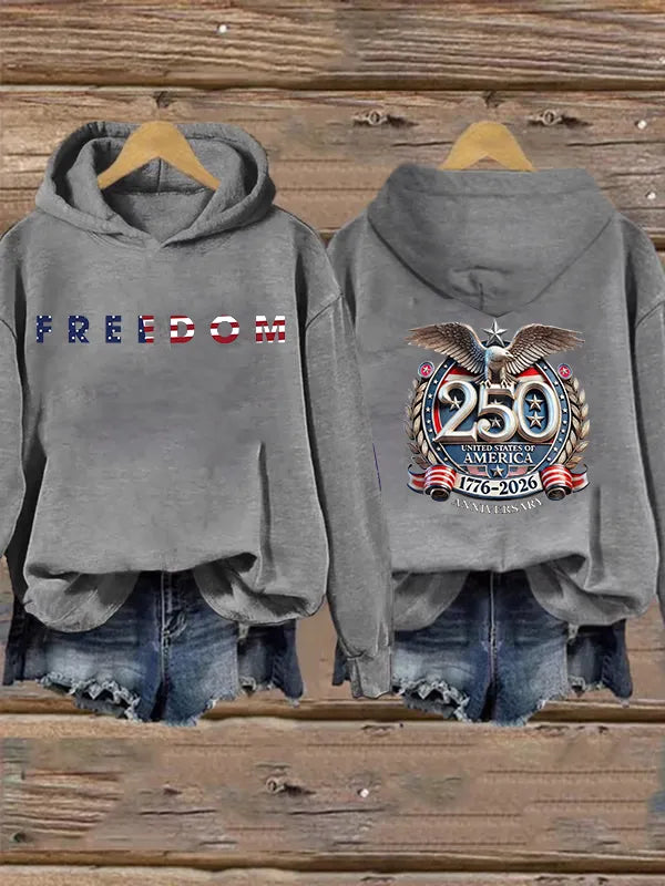 Felpa con cappuccio stampata Women's American 250th