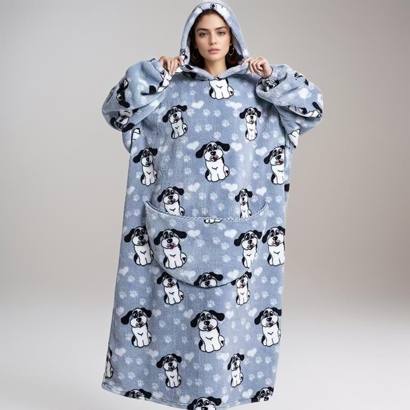 Felpa con Cappuccio Oversize con Coperta, Felpa con Cappuccio in Pile Accogliente, Felpa Lunga con Coperta come Regalo, Coperta Indossabile Lunga con Maniche e Tasche Giganti, Pigiama Intero da Adulto Lavabile in Lavatrice