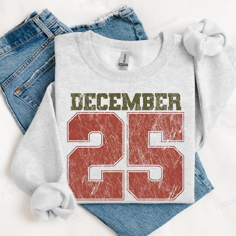 Felpa natalizia retrò, maglietta 25 dicembre, abbigliamento natalizio, magliette natalizie da donna, girocollo natalizio, regalo di Natale, maglione invernale