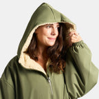 Peignoir de Séchage Imperméable Coupe-Vent, Robe de Changement Doublée Polaire Sherpa Douce, Manteau Veste à Capuche Surdimensionné à Manches Longues pour Enfants, Adultes, Hommes, Femmes, Surf, Plage, Natation, Restez au Sec
