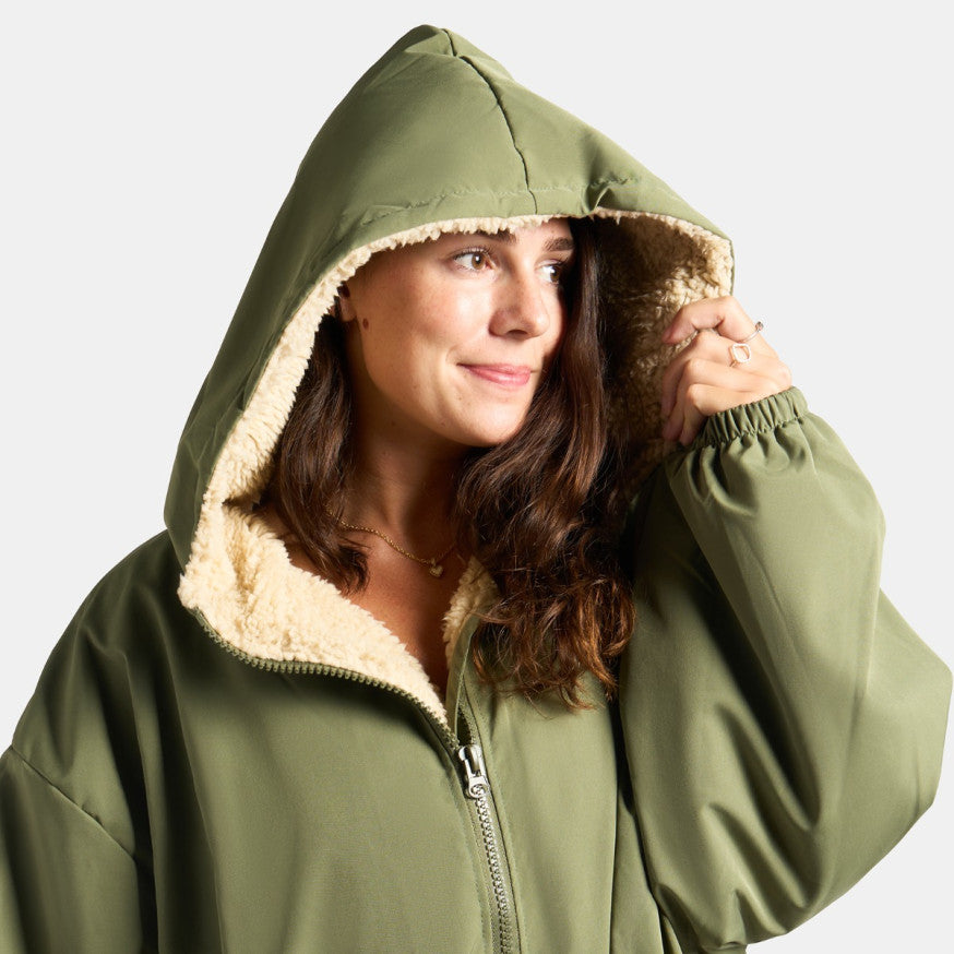Peignoir de Séchage Imperméable Coupe-Vent, Robe de Changement Doublée Polaire Sherpa Douce, Manteau Veste à Capuche Surdimensionné à Manches Longues pour Enfants, Adultes, Hommes, Femmes, Surf, Plage, Natation, Restez au Sec