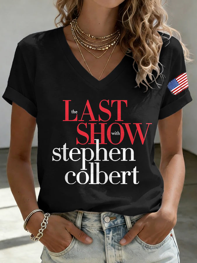 🔥Compra 3 e ottieni il 15% di sconto🔥T-Shirt con stampa retrò "Last Show" con scollo a V
