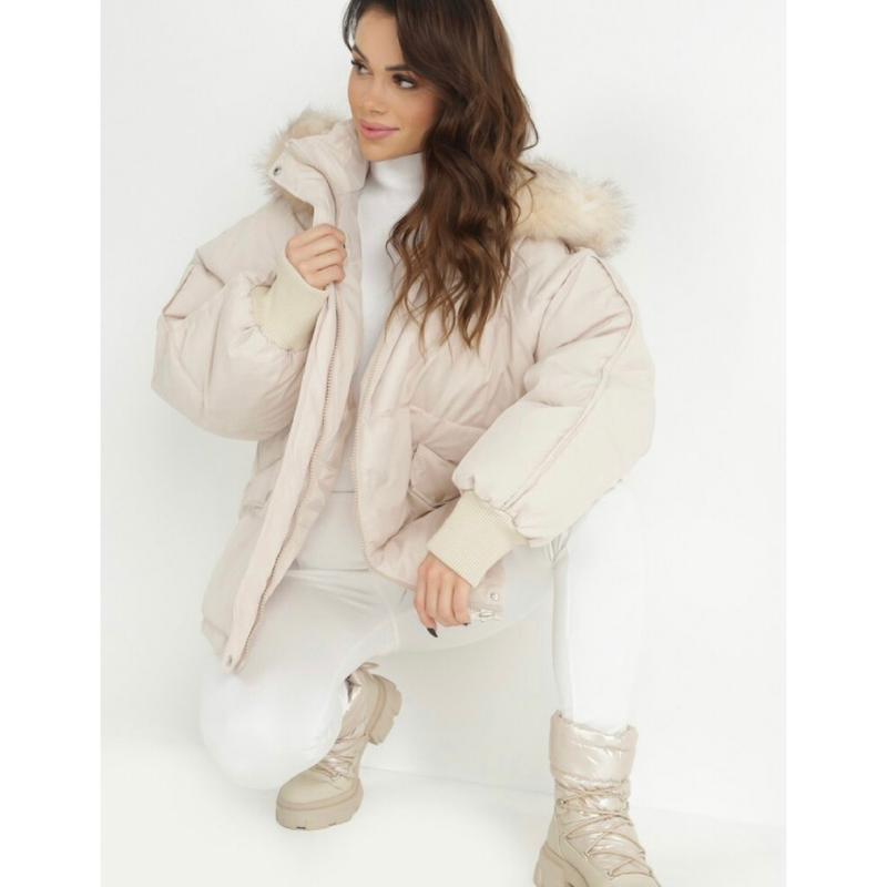 Manteau en coton thermique oversize en peluche zippé à capuche pour femme, vêtements d'automne et d'hiver pour femme, veste élégante à manches longues avec poches à rabat et fermeture éclair