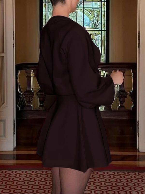 Robe pull décontractée à col mi-montant et manches longues pour femme, robe pull ample de couleur unie, mode automne et hiver