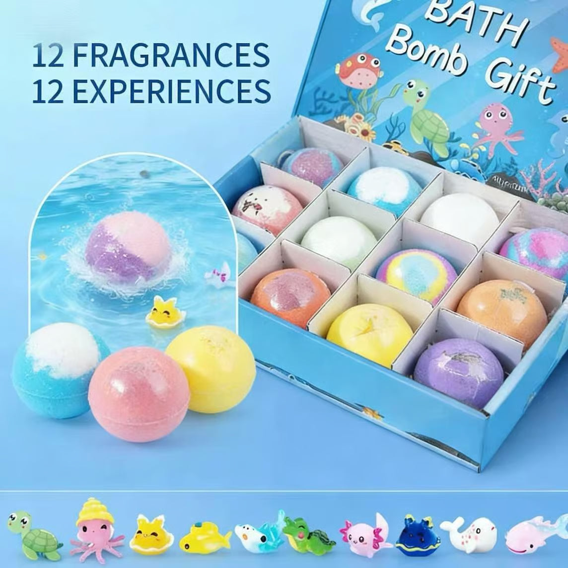 🛁🐣Bombe da Bagno per Bambini – Confezione da 12 con Giocattoli a Sorpresa all'Interno, Ideali per Cesti Pasquali