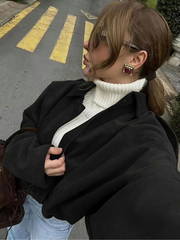 Giacca Aviator Donna, Nuovi Cappotti E Giacche, Giacca Casual Con Cerniera Da Donna Per L'Inverno, Giacca Da Pilota Oversize Taglio Corto, Giacca Corta Streetwear Donna 2025, Capispalla