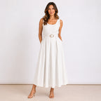 [2026.COUTURE] Vestito Lungo In Cotone Con Scollo Ampio
