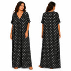 Robe longue oversize fluide chic à pois pour femme été