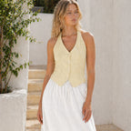 [2026.SOUL] Gilet In Lino, Smanicato Con Bottoni