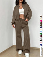 Completo da donna casual a righe con giacca e pantaloni con cerniera, abbigliamento da aeroporto, vita naturale aderente, lunghezza regolare, tutte le stagioni