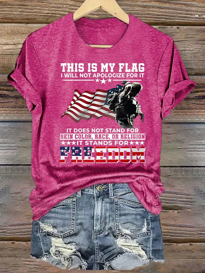 T-shirt da donna con stampa THIS IS MY FLAG