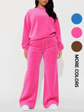 Set da donna casual composto da top a manica lunga e pantaloni dritti a vita alta, autunno inverno, abbigliamento comodo ed elegante, abbigliamento femminile