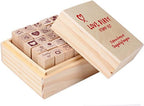 25Pcs Small Heart Shape Wooden Rubber Stamps with Box Mini Cute DIY Diary Stamps Set for Craft Decorating Scrapbooking and Wedding Invitation Cards (Red 25pcs Love)