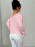 Pull uni pour femme, pull décontracté à manches longues pour l'automne et l'hiver, tricot confortable pour femme à porter au quotidien ou en soirée