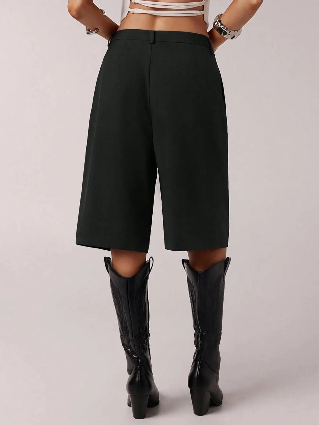 Short Bermuda Femme Uni Simple de Navette, Short Décontracté d'Affaires Toutes Saisons, Élégant et Confortable