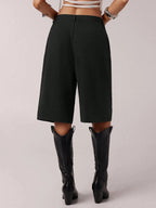 Short Bermuda Femme Uni Simple de Navette, Short Décontracté d'Affaires Toutes Saisons, Élégant et Confortable