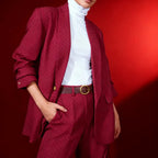 Completo Giacca e Pantaloni con Micro Paillettes, Set 2 pezzi con cintura, Taglia Unica Donna, Elegante e Versatile
