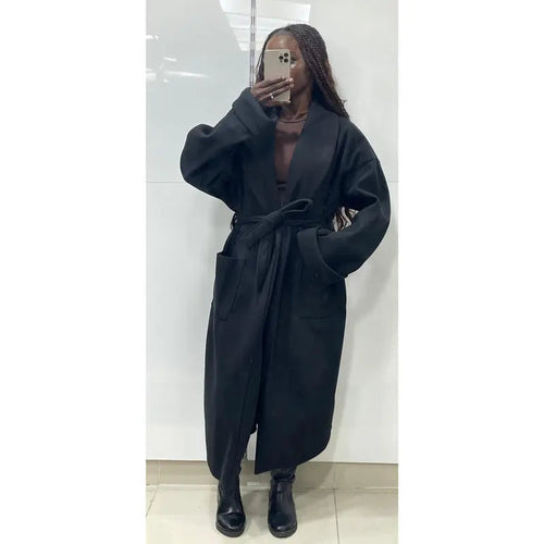 Trench-coat en laine avec ceinture