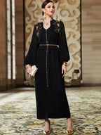 Robe perlée faite à la main pour femme, robe longue confortable et tendance, tenue de soirée élégante, vêtement d'intérieur stylé