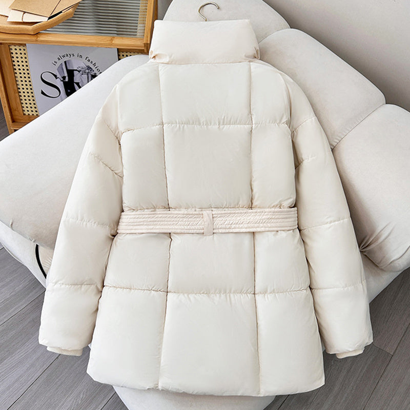 Giacca da donna Premium Piumino imbottito con cintura a mezza lunghezza, Cappotto casual da donna, Cappotto invernale da donna idrorepellente Classico trapuntato, Capospalla con tasca grande