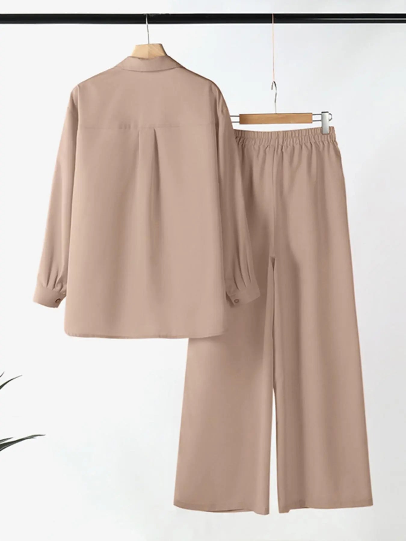 Ensemble deux pièces femme, haut et pantalon large de couleur unie, haut et pantalon décontractés à manches longues pour le quotidien, vêtements pour femmes pour toutes les saisons