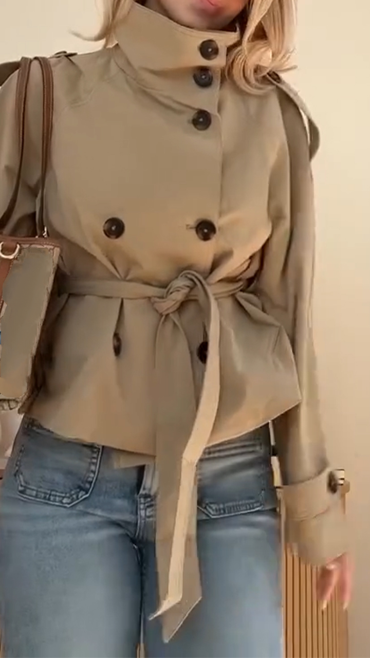 Veste décontractée croisée à col roulé et tempérament pour femme
