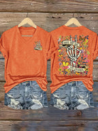 🔥Buy 3 Get 15% Off🔥Women's  Flower skull hand gesture Of WDNC Club We Do Not Care Menopause Perimenopause Print T-Shirt