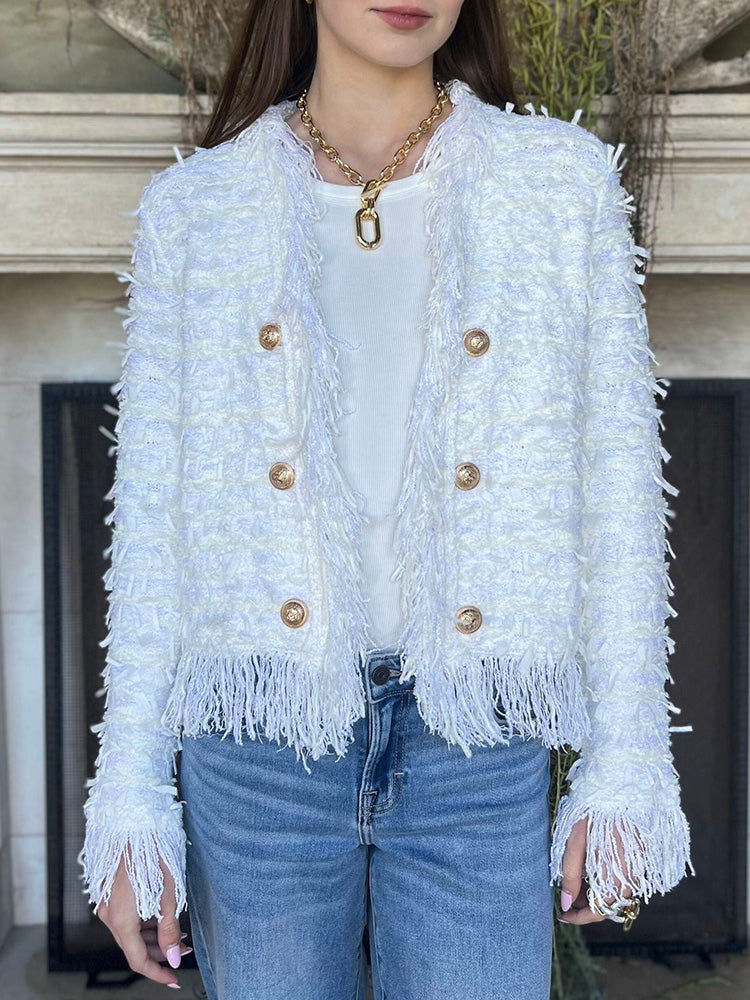 Veste cardigan élégante à pompons pour femme