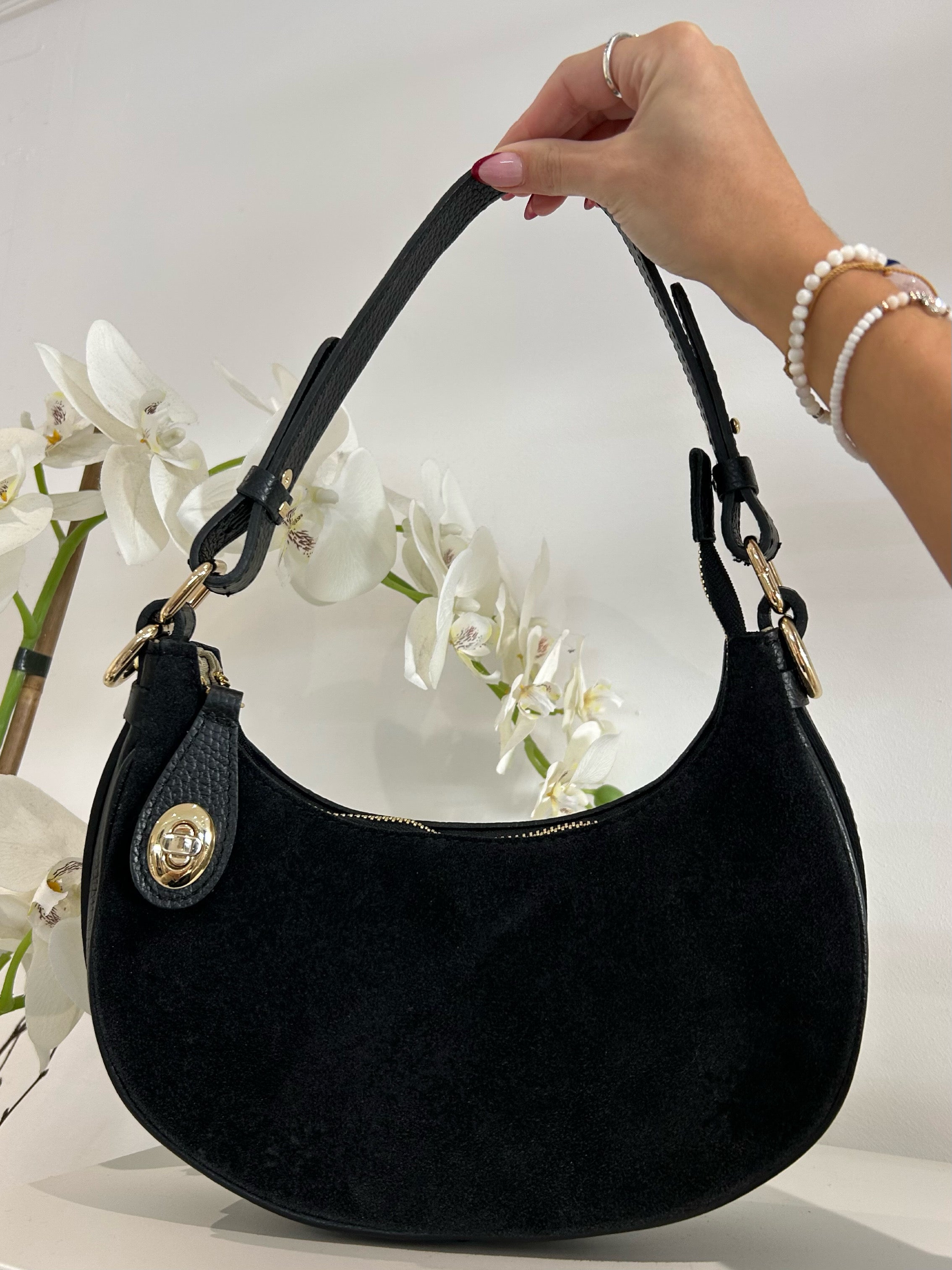 Sac bandoulière en cuir véritable avec détails dorés (5 couleurs)