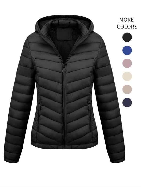 Doudoune Légère pour Femme, Manteau à Capuche Décontracté Automne et Hiver avec Poches, Vêtement d'Extérieur Chaud pour le Quotidien