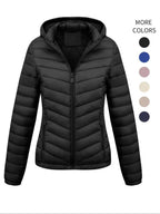 Doudoune Légère pour Femme, Manteau à Capuche Décontracté Automne et Hiver avec Poches, Vêtement d'Extérieur Chaud pour le Quotidien