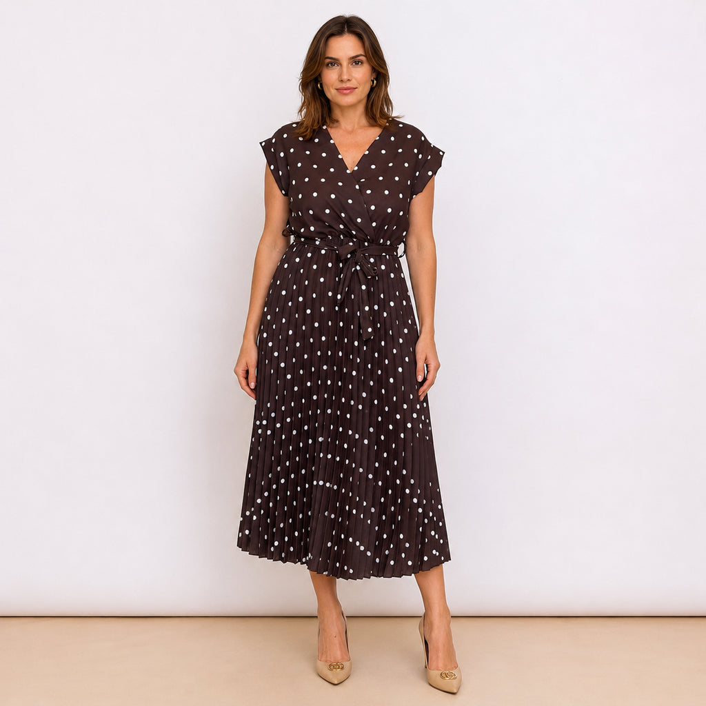 [2026.COUTURE] Cannes, Vestito Incrociato Plissettato A Pois
