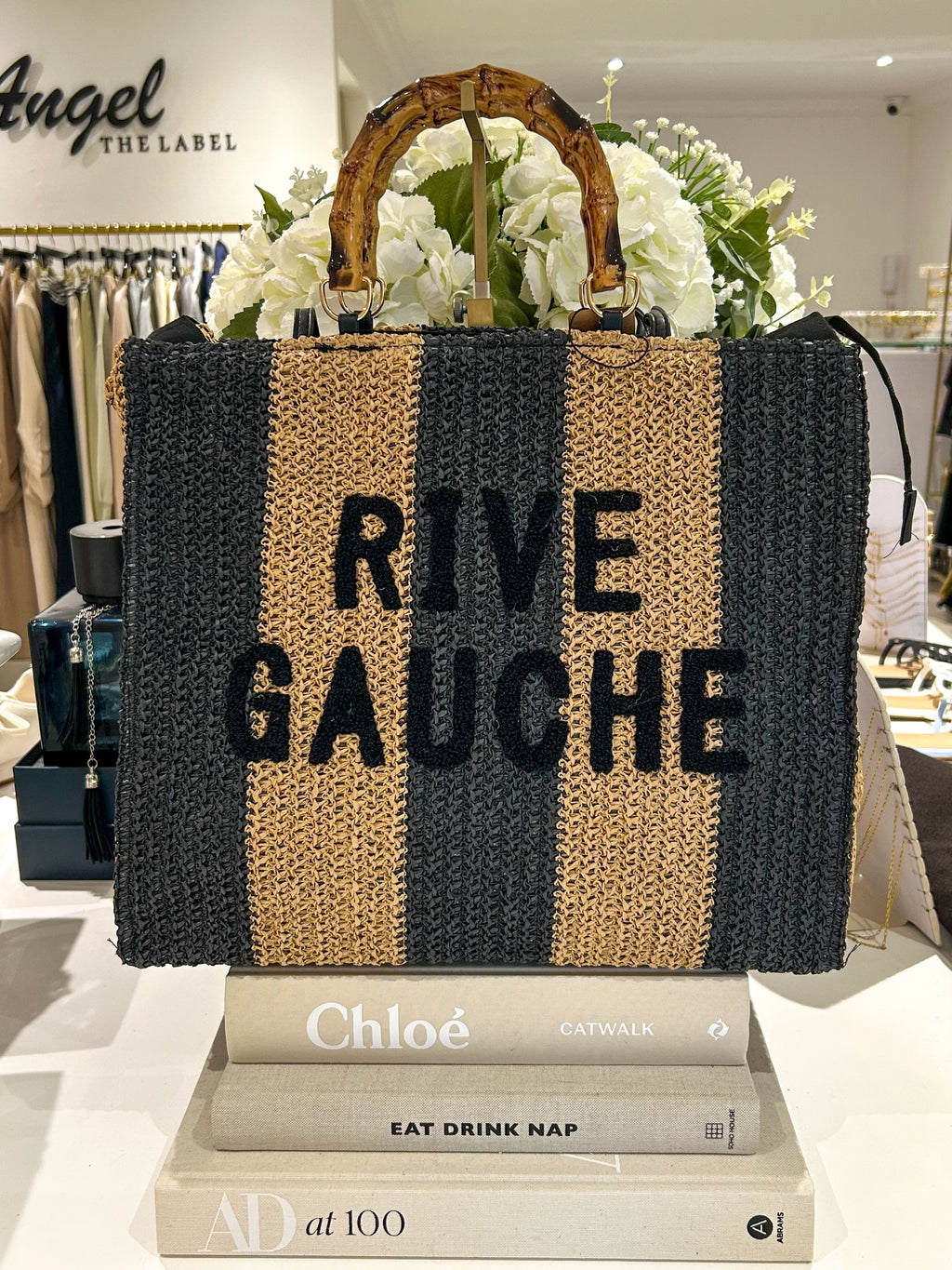 Borsa a Strisce con Manico in Bambù Rive Gauche (3 Colori)