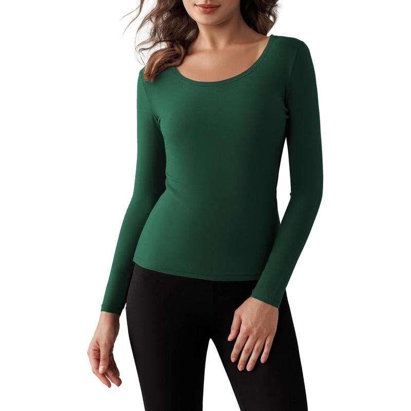 Haut thermique à manches longues pour femme, doublure en polaire, sous-vêtement ultra doux, couche de base pour femme par temps froid