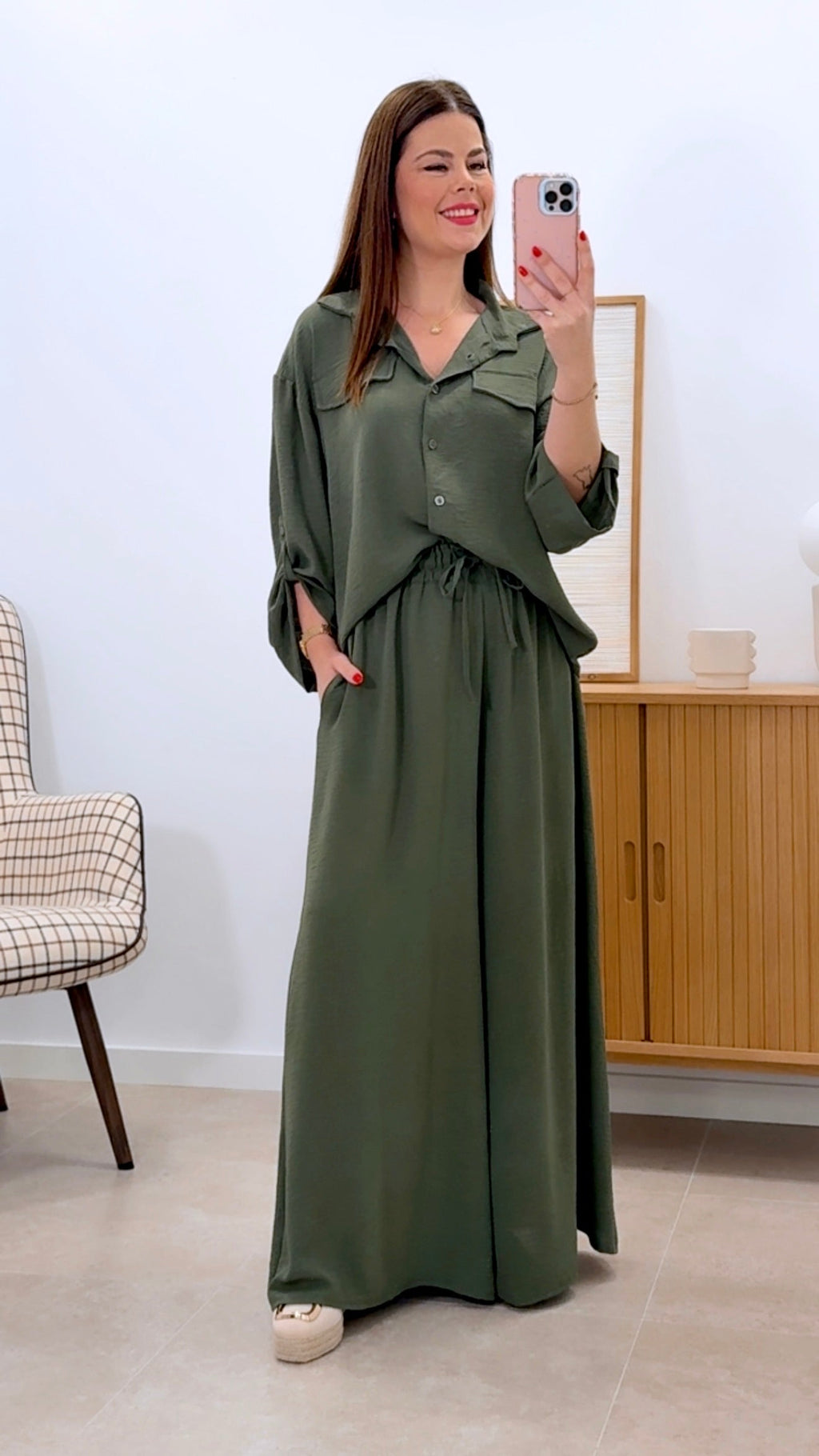 ENSEMBLE CHEMISE + PANTALON LARGE UNI
